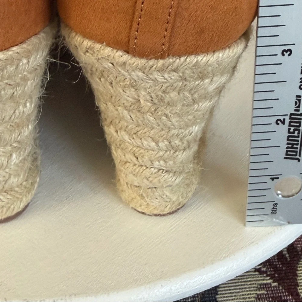 J. Crew Cognac Espadrille Faux Suede Wedges Women's Size 9